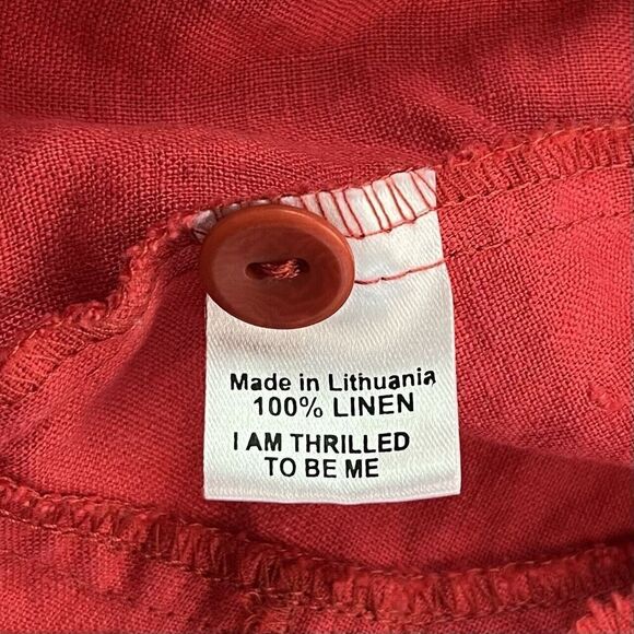 FLAX Linen Button tunic top Jacket S Long Lagenlook coastal grandma boho - Picture 11 of 12